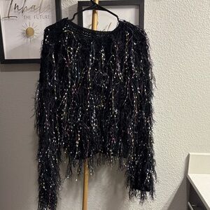SHEIN Black Fringe Sweater